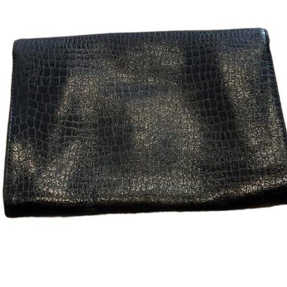 Vintage Givenchy Leather Clutch Bag Black Croc - Picture 2 of 9